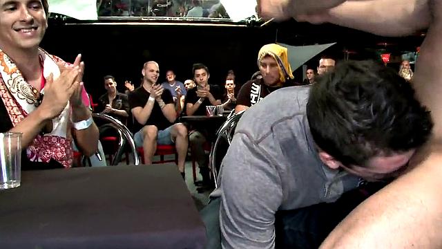 Real public party with strippers