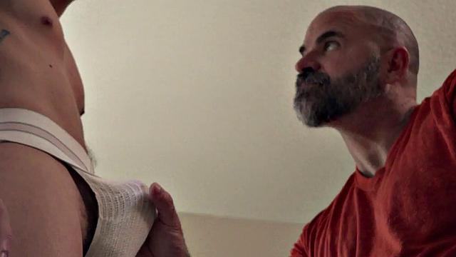 Hairy gaydaddy bottomed by skinny twink