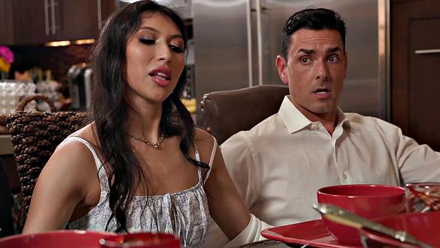 ADULT TIME - Penelope Woods Serves Up Pussy And Ass At The Dinner Party! 6 ON 1 GANGBANG