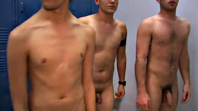 Hazed college stud fucked in locker room for fraternity