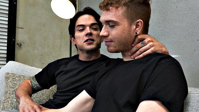 Inked stud sucks cock before unsaddled sex for jizz