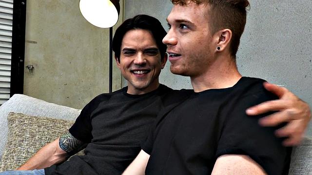 Inked stud sucks cock before unsaddled sex for jizz