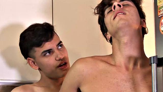 Latin twinks Felix and Marcuccio return home and head to the kitchen for a drink. The boys are so horny for each other they don't bother taking it to the bedroom and are soon kissing and stripping at the kitchen counter.