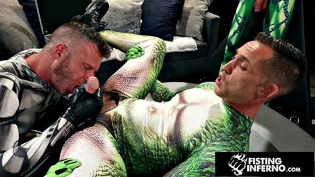 Hero Chained & Fisted By Hunk Villain - FistingInferno