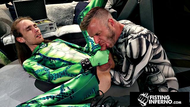 Hero Chained & Fisted By Hunk Villain - FistingInferno