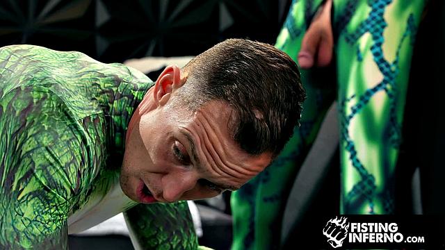 Hero Chained & Fisted By Hunk Villain - FistingInferno