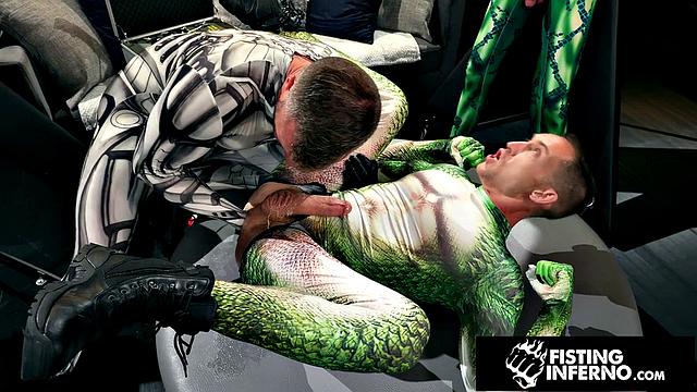 Hero Chained & Fisted By Hunk Villain - FistingInferno