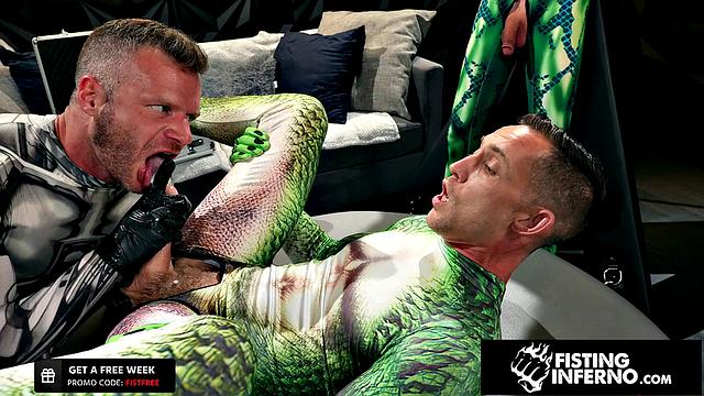 Hero Chained & Fisted By Hunk Villain - FistingInferno