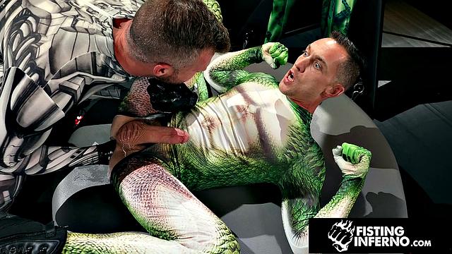 Hero Chained & Fisted By Hunk Villain - FistingInferno