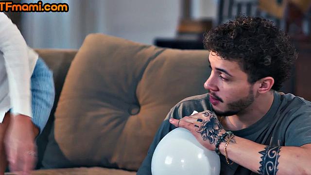 DTF stunning MILF banged in 3some while deepthroating