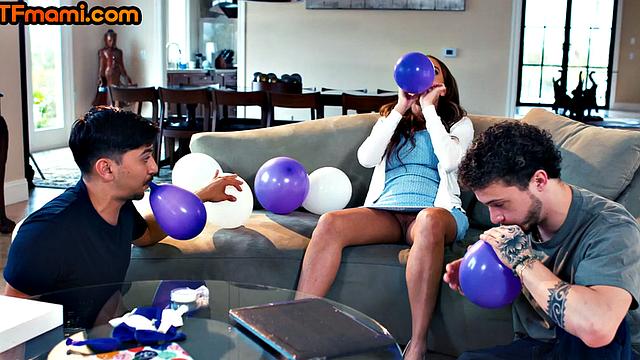 DTF stunning MILF banged in 3some while deepthroating