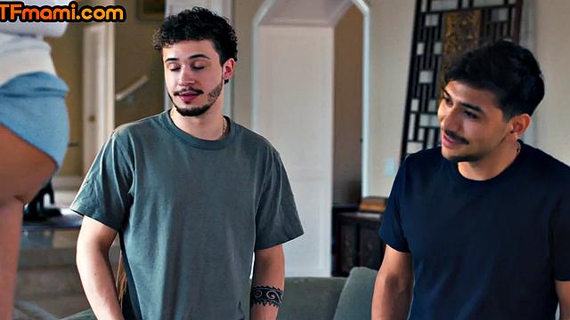 DTF stunning MILF banged in 3some while deepthroating