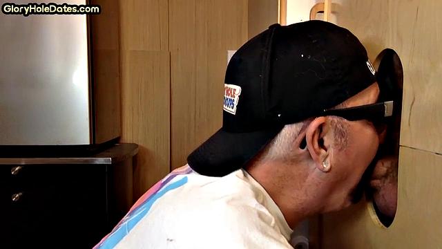 Gloryhole amateur greedily sucks hard cock at home