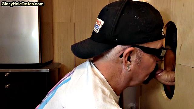 Gloryhole amateur greedily sucks hard cock at home