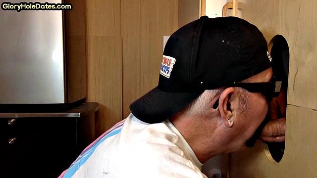 Gloryhole amateur greedily sucks hard cock at home