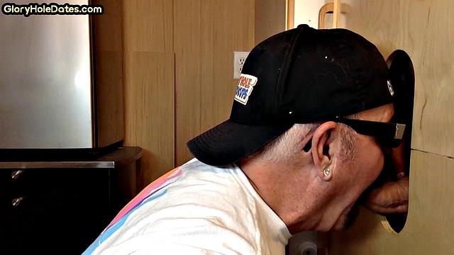 Gloryhole amateur greedily sucks hard cock at home