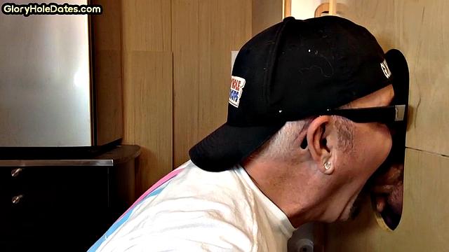 Gloryhole amateur greedily sucks hard cock at home