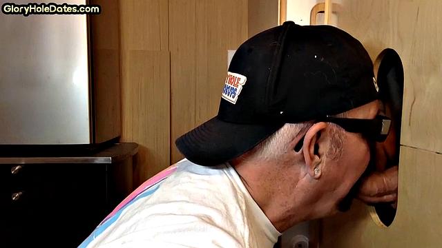 Gloryhole amateur greedily sucks hard cock at home