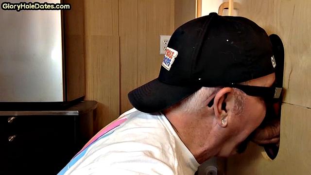 Gloryhole amateur greedily sucks hard cock at home