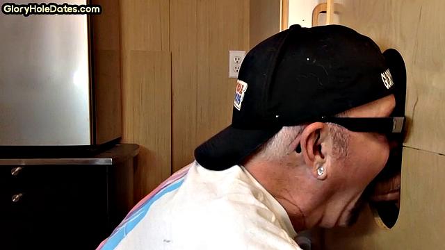 Gloryhole amateur greedily sucks hard cock at home