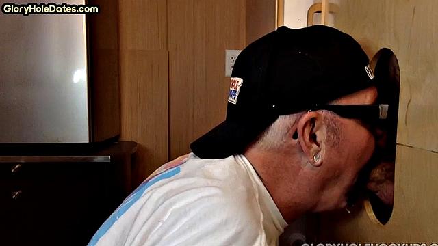 Gloryhole amateur greedily sucks hard cock at home