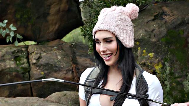 Trans Hottie Smashed Outdoors By Hunk During Camping Trip - Ember Fiera