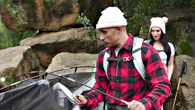 Trans Hottie Smashed Outdoors By Hunk During Camping Trip - Ember Fiera