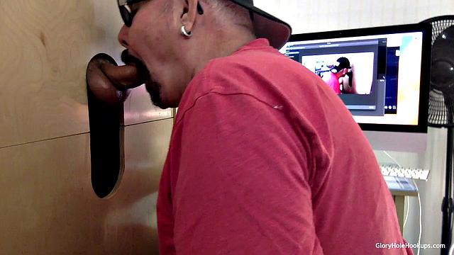 Latin Dad Gets A Gloryhole Blowjob