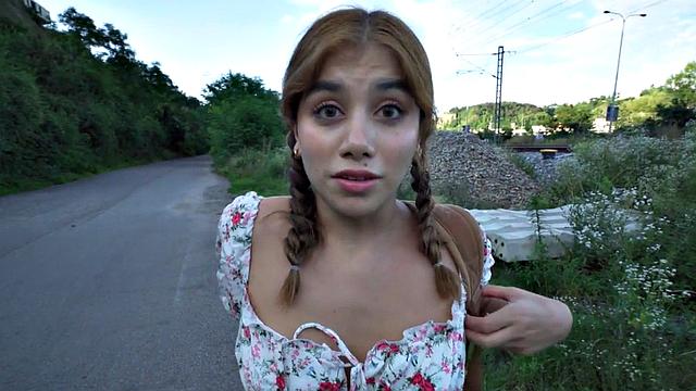 Slutty public babe fucked outdoors by big dick in POV