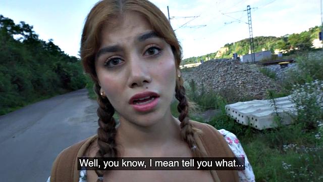 Slutty public babe fucked outdoors by big dick in POV