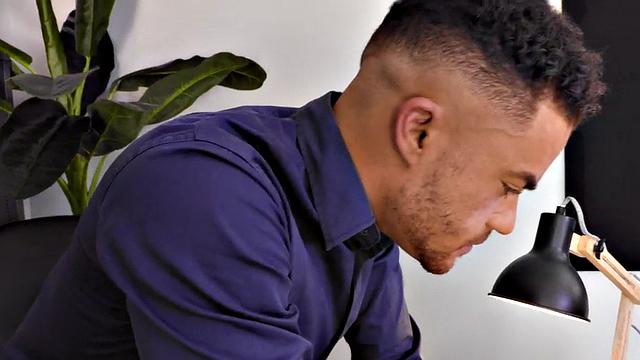 Rimming stud barebacks Black BF in office after rimming