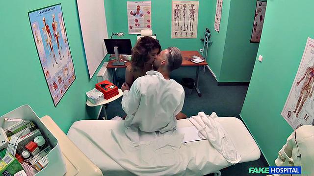 Athletic brunette with natural tits takes on two cocks at once in a hot threesome