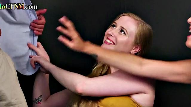Deepthroating British CFNM group pleases lucky guy