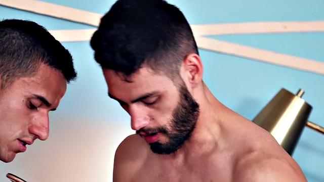 Skinny bi babe sucks cocks and gets 3way drilled in MMF