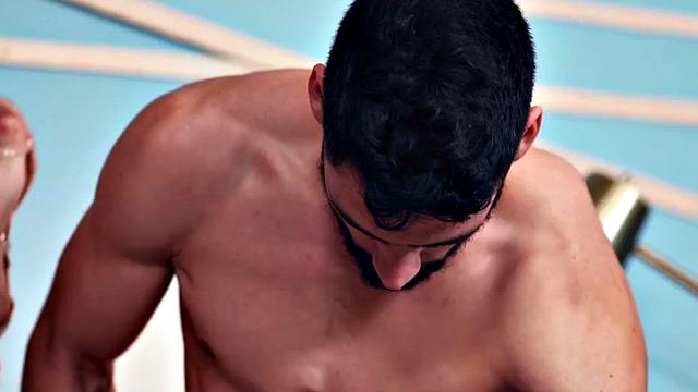 Skinny bi babe sucks cocks and gets 3way drilled in MMF