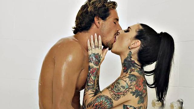 NURU MASSAGE - Tattooed Joanna Angel And Her Stepbrother Test Out Their Massage Service