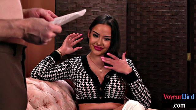 Voyeur amateur loves stockings show