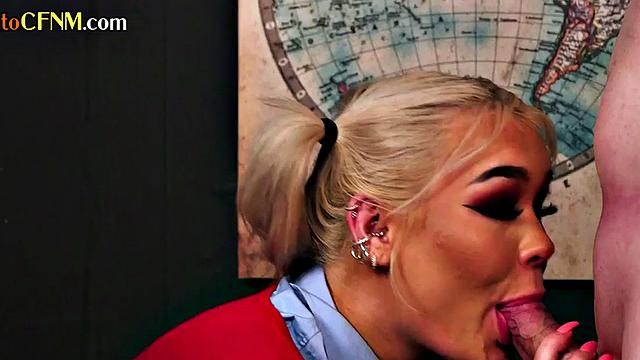 Teasing college sluts in uniform deepthroat teacher