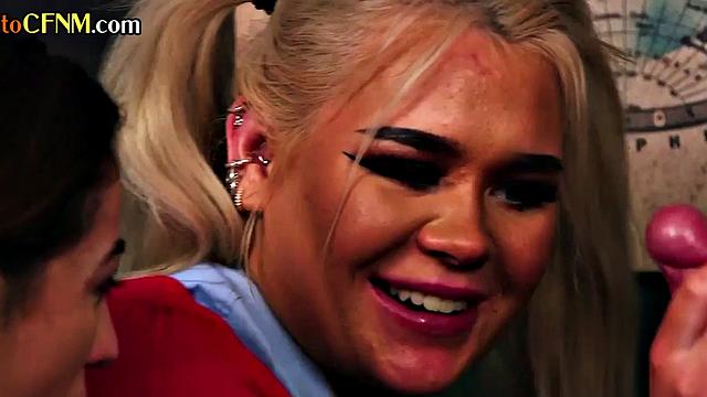 Teasing college sluts in uniform deepthroat teacher