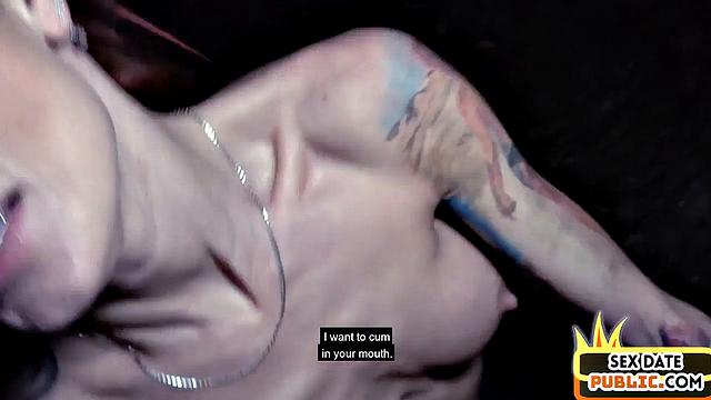 Public amateur skinny MILF fucked outdoor in POV