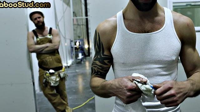 IR stepbrothers fucked by BBC in 3way action at work