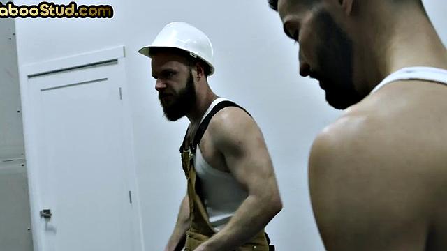 IR stepbrothers fucked by BBC in 3way action at work