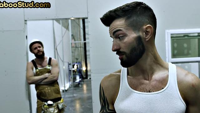 IR stepbrothers fucked by BBC in 3way action at work