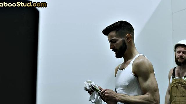 IR stepbrothers fucked by BBC in 3way action at work