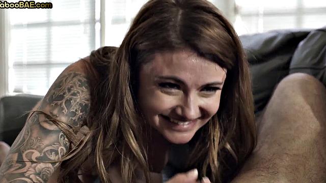 Tattooed babe fucked by her lover