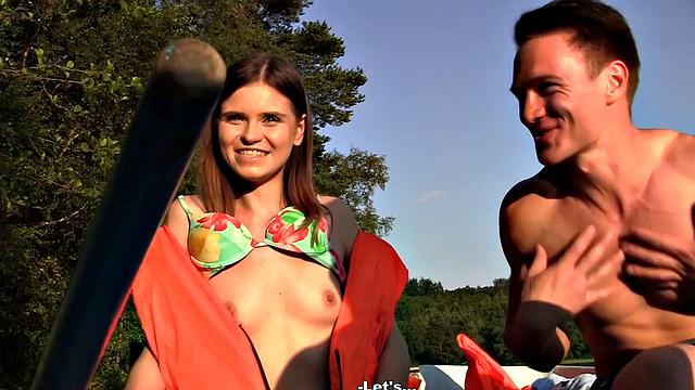 Cute broad enjoys MMF threesome in the boat