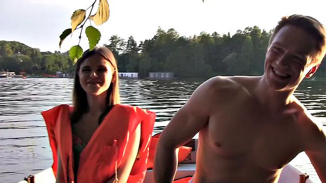 Cute broad enjoys MMF threesome in the boat