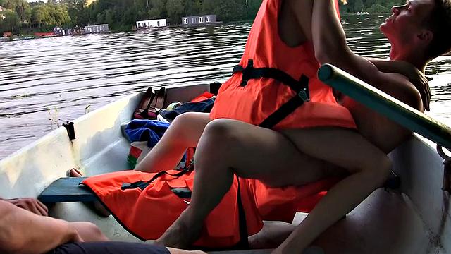 Cute broad enjoys MMF threesome in the boat