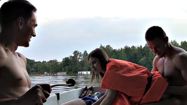 Cute broad enjoys MMF threesome in the boat