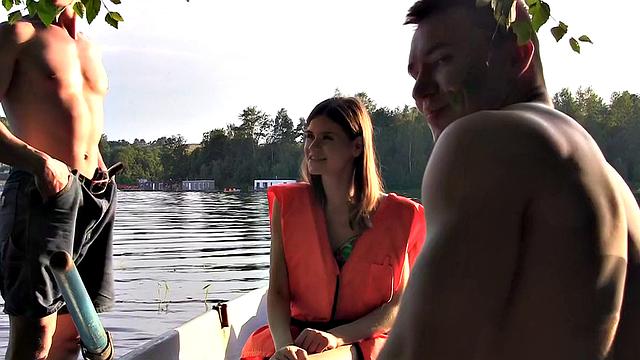 Cute broad enjoys MMF threesome in the boat